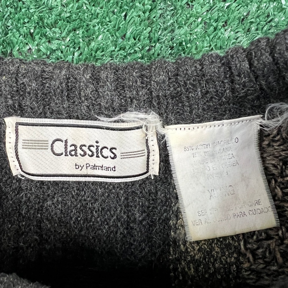 VTG Classics by Palmland Vertical Striped Sweater Mens XL Gray Acrylic Wool 90s - Picture 2 of 6